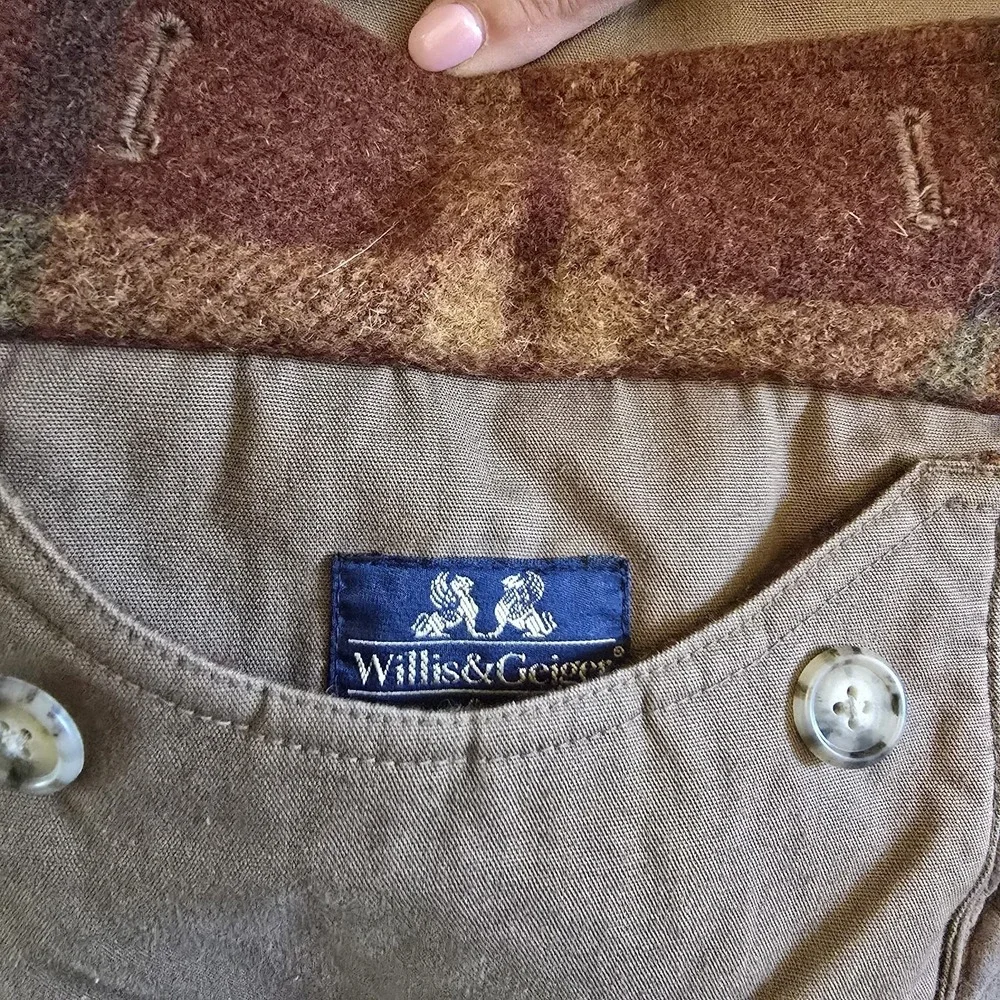 Vintage Reversible WILLIS & GEIGER Hunting Coat Jacket Men L Plaid Brown Outdoor